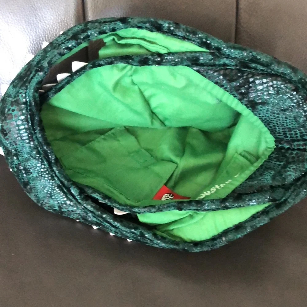big green plush Dino dinosaur head hat dress up costume adjustable